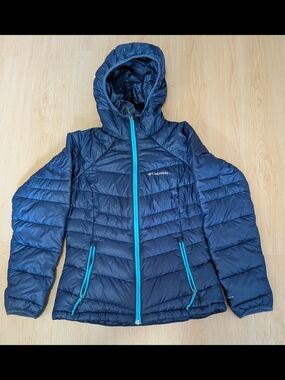 Columbia Gold 650 TurboDown Radial Hooded Down Jacket Women's XS Blue